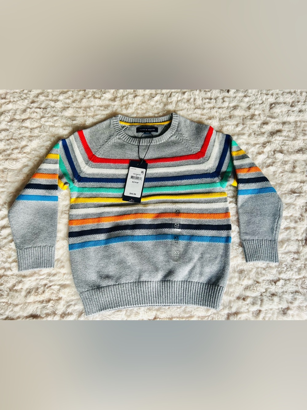 Tommy Hilfiger Striped Crewneck Sweater in Gray